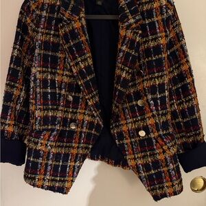 Halogen Blue and Orange Tweed Blazer